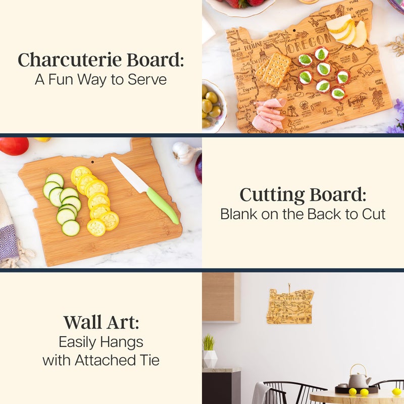 Totally Bamboo Destination Oregon State Shaped Cutting Board, Charcuterie and Cheese Serving Board â€“ Oregon Gift for Home DÃ©cor or Everyday Kitchen Use - Image 2